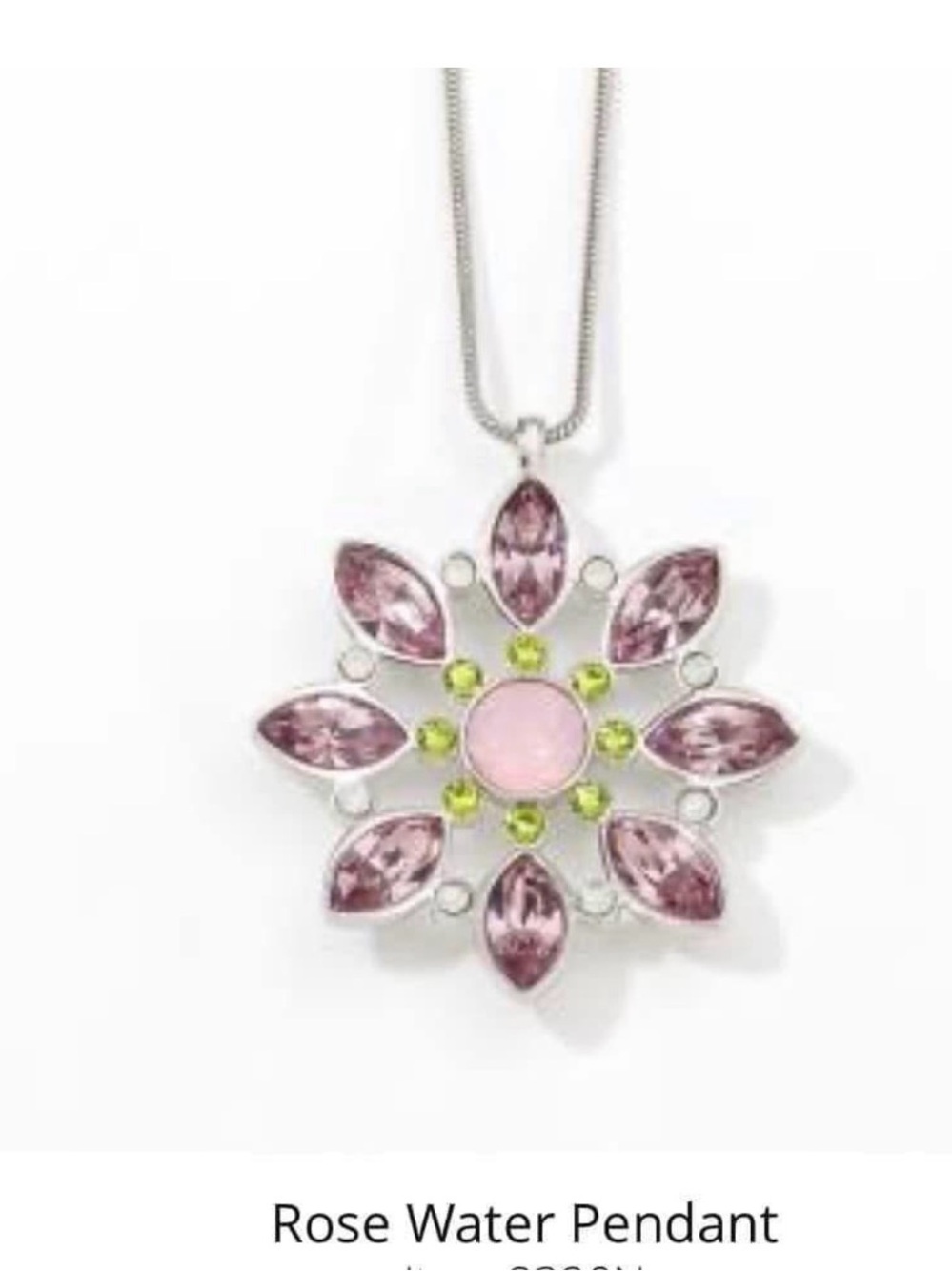 Touchstone Crystal Rose Water Pink Floral Pendant Adjustable Necklace